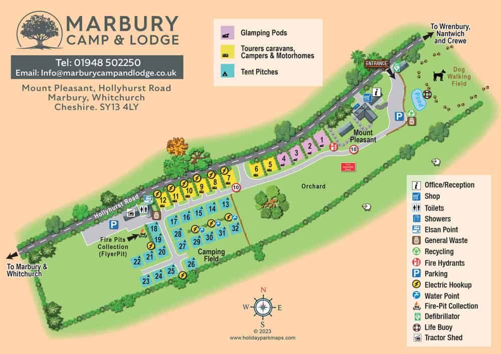 Site Map for Marbury Camp & Lodge